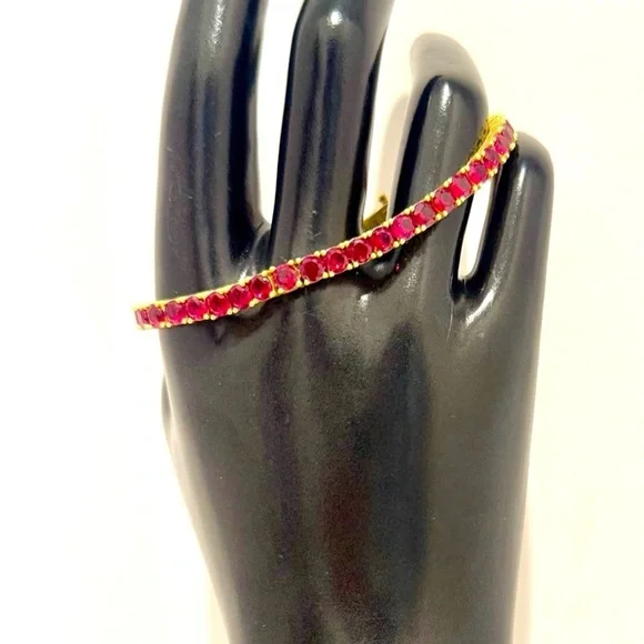 Freida Rothman Midnight Tri-Tone Twilight 14K Gold Tennis Bracelet Ruby Red - Picture 3 of 14